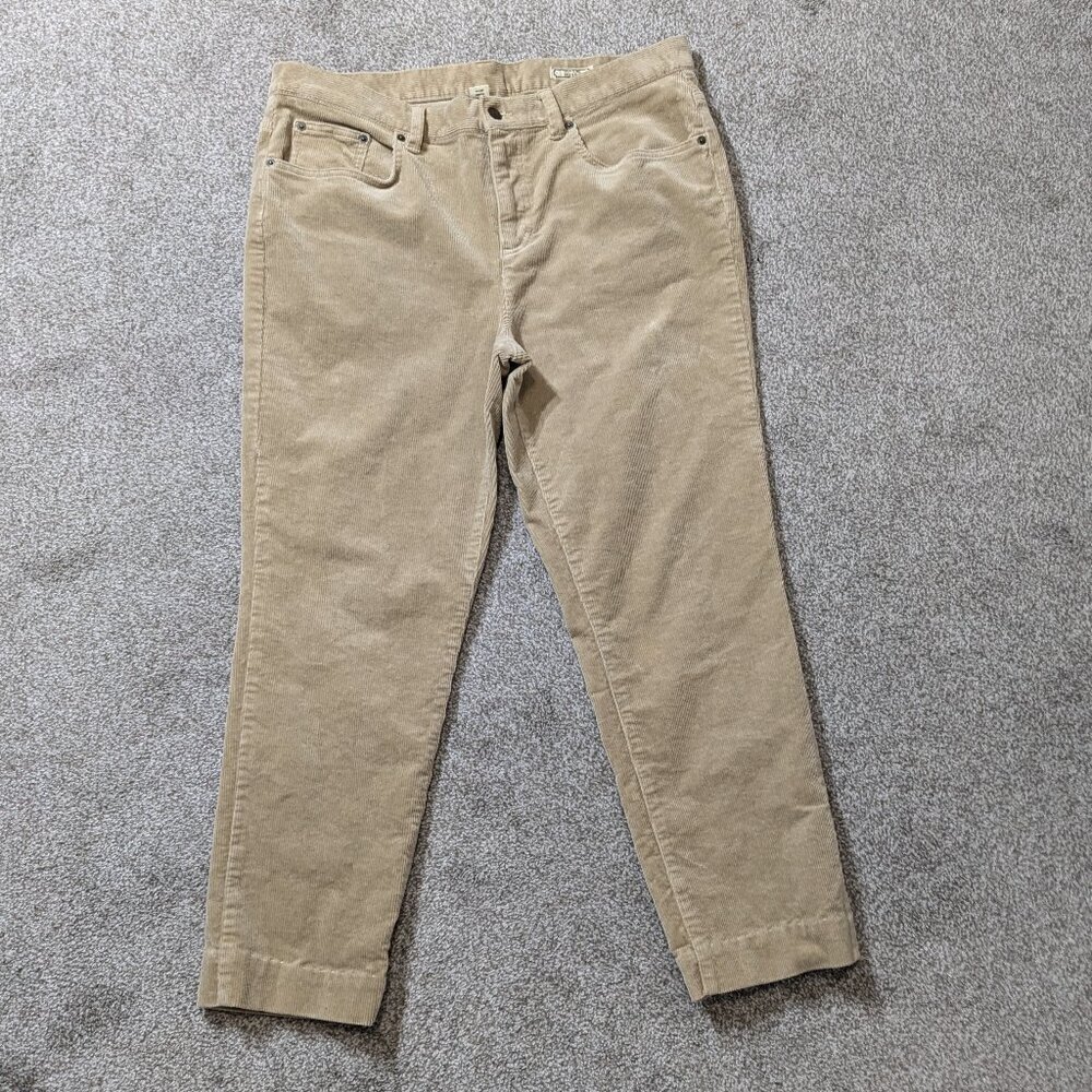 AMERICAN LIVING REVERE SKINNY, Beige Stretch Corduroy, High-Rise Jeans; Size 14